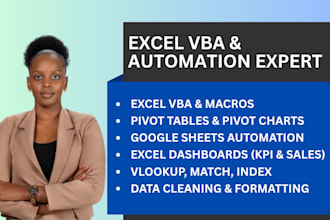 create excel vba macros, pivot tables, charts, and automate spreadsheets vlookup