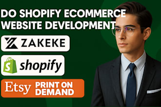 do shopify ecommerce website development, zakeke, shopify etsy print on demand