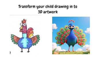 transform your child drawing in to 3d artwork