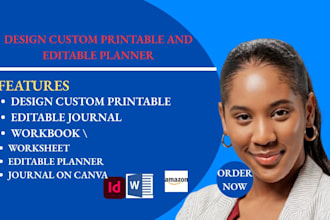design digital journal, daily planner, printable planners and journals