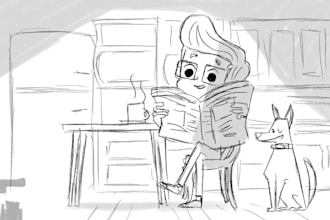 draw 2d line art, 2d traditional animation, frame by frame, pencil sketch