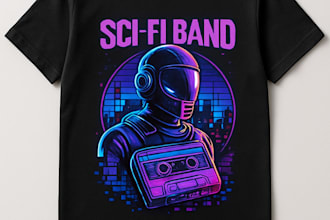 design eye catching t shirt in pop culture retro and sci fi styles