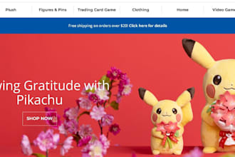 develop pokemon market place website trading card store pokemon website design