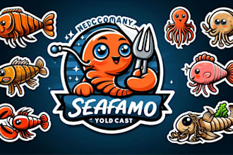 design an awesome seafood mascot logo with express delivery