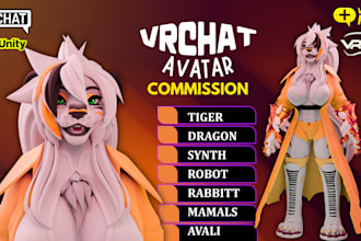 create realistic vrchat avatar, 3d furry model, nsfw, vtuber for vseeface