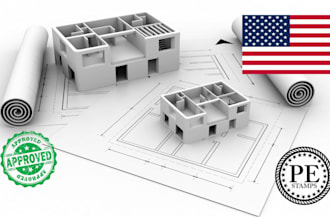provide pe stamp, review architectural drawings for city permit approval in USA