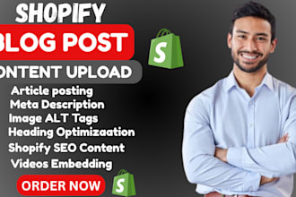 do shopify blog posting, product description update, create SEO article
