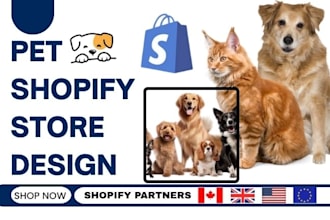 pet shopify store design dog cat animal logo dropshipping grooming food toys
