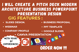 create a pitch deck modern architecture business powerpoint presentation design,