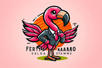 design eye catchy premade flamingo mascot logo with express delivery