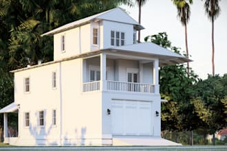 design realistic 3d exterior elevations for your house or building