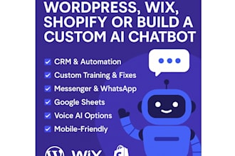 integrate chatgpt API with wordpress, wix, shopify or build custom ai chatbot