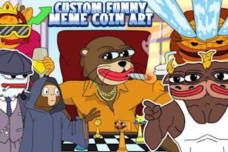 draw funny custom meme coin art for your nft project, website and social media