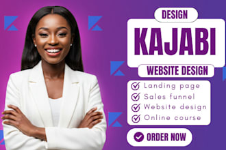 build kajabi website, design kajabi sales funnel landing page, online course