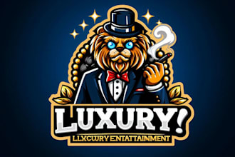 design luxury entertainment mascot logo with satisfaction guaranteed