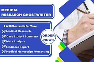ghostwrite medical research, meta analysis medical manuscript case ghost writer