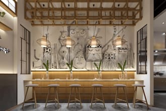 modern lounge 3d interior design, cafe, restaurant, nightclub, coffee shop, bar