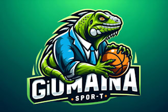 make a high quality iguana sport mascot logo for you with new concept