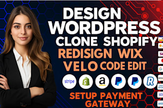 setup payment gateway design wordpress clone shopify redesign wix velo code edit