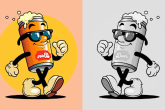 design a unique retro vintage cartoon mascot logo illustration