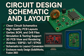 do pcb schematic board circuit layout design develop nrf52 stm32, esp32 firmware