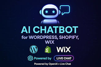 create ai chatbot wordpress shopify wix with openai integration and livechart