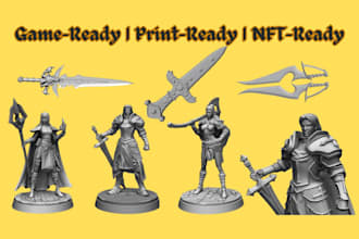 model 3d nft characters or game avatars with 3d weapons