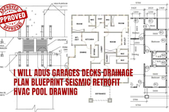 adus garages decks drainage plan blueprint seismic retrofit hvac pool drawing