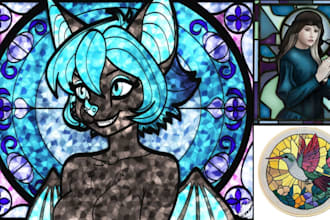 2d stained glass art fantasy glass art svg pattern art nouveau glass panel