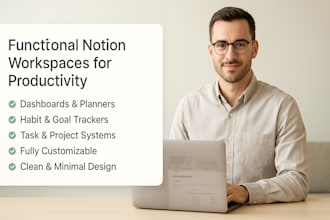 set up functional notion workspaces, digital  planners, and tracking systems