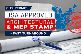 do architectural stamp, mep stamp, pe stamp, and floor plan for USA city permit