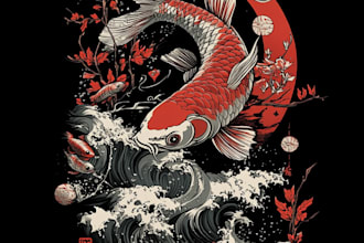 create t shirt design on graffiti art, japanese art
