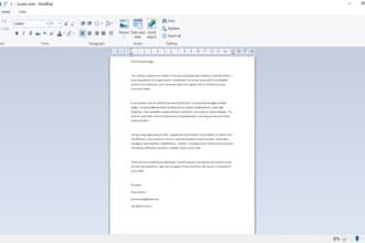 create a professional cover letter for job applications