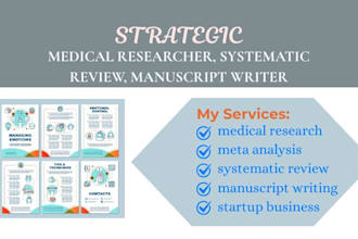 do medical and startup research, meta analysis, systematic review, manuscript 24