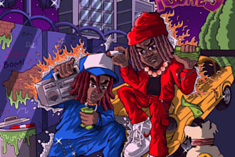 create hip hop cartoon album cover art