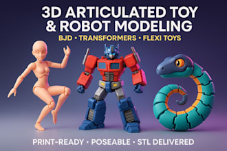 design 3d bjd articulated toy model, transformer , robots,3d flexi toy prototype