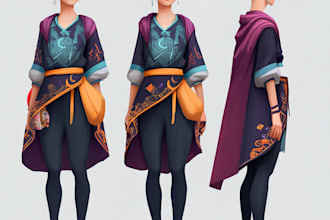 unique 2d stylized character concept art for your game