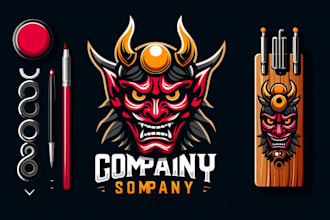 make different japanese tengu mask mascot logo for your company