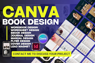 design canva ebook, workbook, lead magnet, flyer, ebook cover, pdf and redesign
