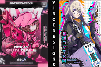 design anime banner, header, profile picture for twitch, discord, kick, youtube