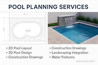 design pool plan 2d 3d layout construction drawing landscaping render