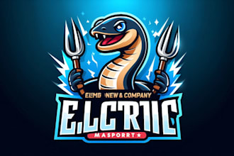 make your imagination electric eel sports mascot logo in one day