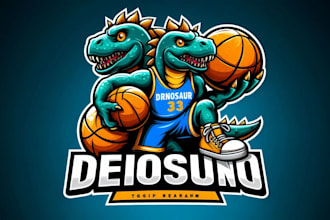 do good looking dinosaur basketball mascot logo with free source file