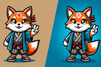 design outstanding japanese kitsune mascot logo with express delivery