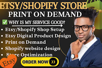 etsy shopify print on demand store printful website digital design product seo