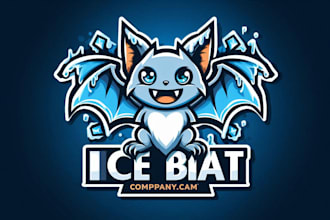 design wonderful ice bat mascot logo with unlimited revision