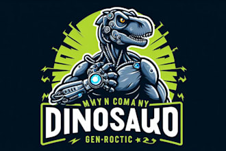 make dinosaur robotic gennar mascot logo design without any copyright concept