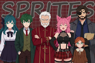 design custom anime visual novel character sprites