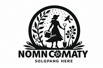 design awesome silhouette of a woman gardening logo within 1 day