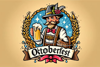 design outstanding oktoberfest beer mascot logo with express deliver